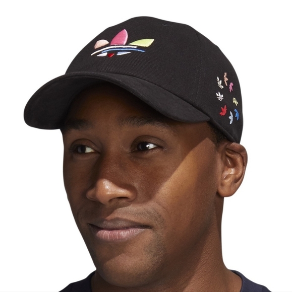 adidas Originals Black Multicolor Trefoil Strapback Hat Adjustable One Size - Picture 2 of 8